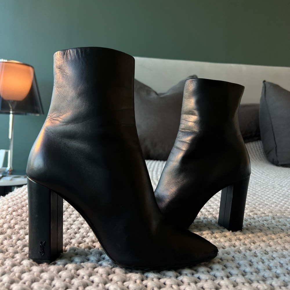 YSL Saint Laurent Lou 95 Leather Boots Booties